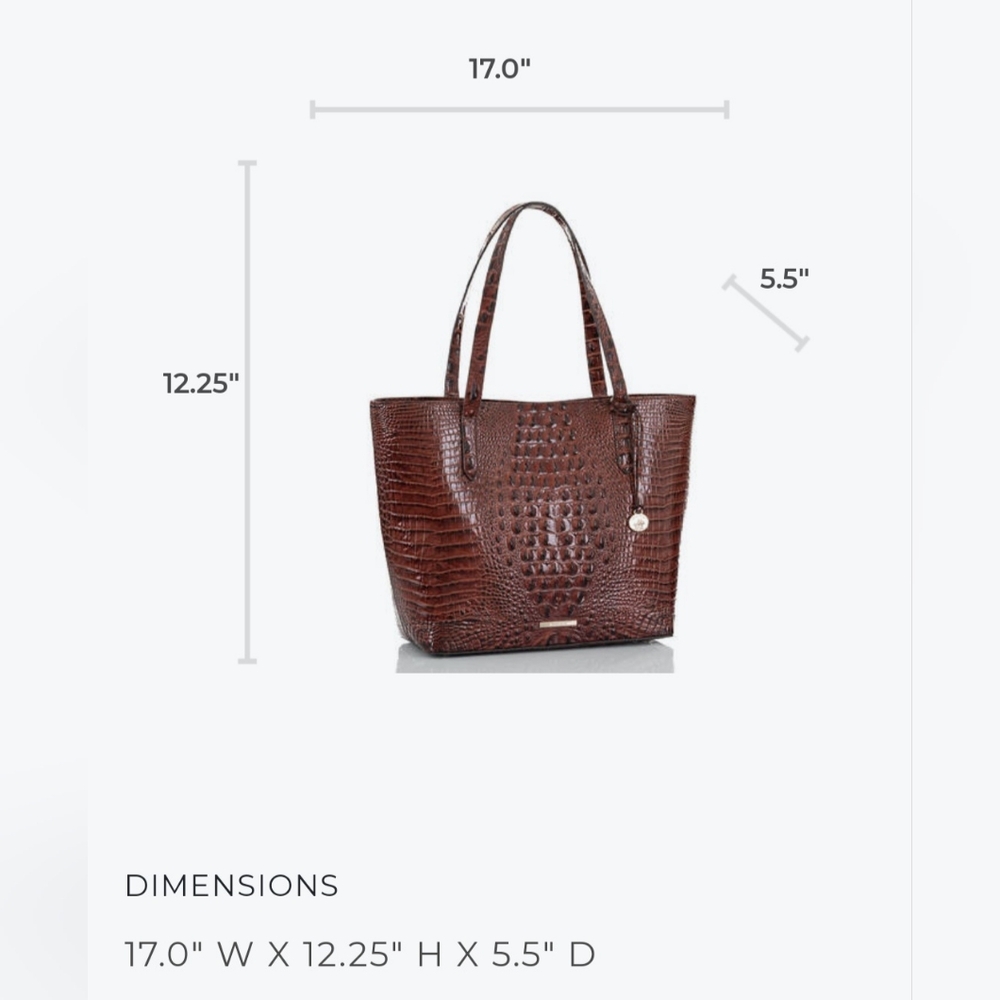 Brahmin Pecan Pipa Genuine Leather Tote Bag - Picture 7 of 10